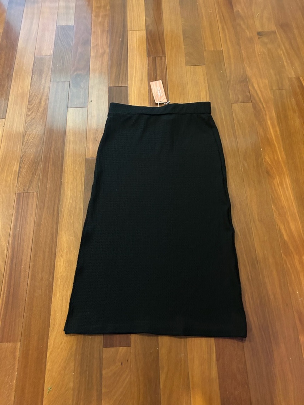 SHEIN Black Ribbed Midi Pencil Skirt